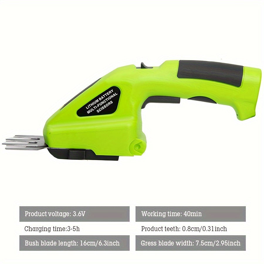 Akuton 2-in-1 Ruoho- ja Pensasleikkuri – USB-ladattava, Kevyt Käsimalli