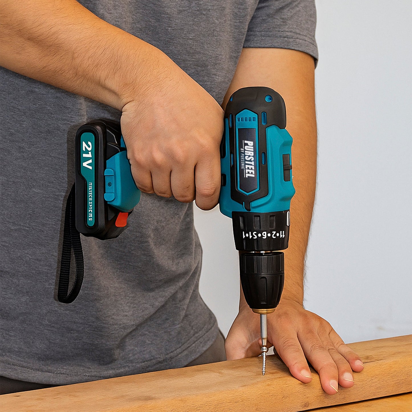 Pursonic 21V Rechargeable Cordless Drill 24 Piece Set – Compact Power for Home & DIY Projects-2