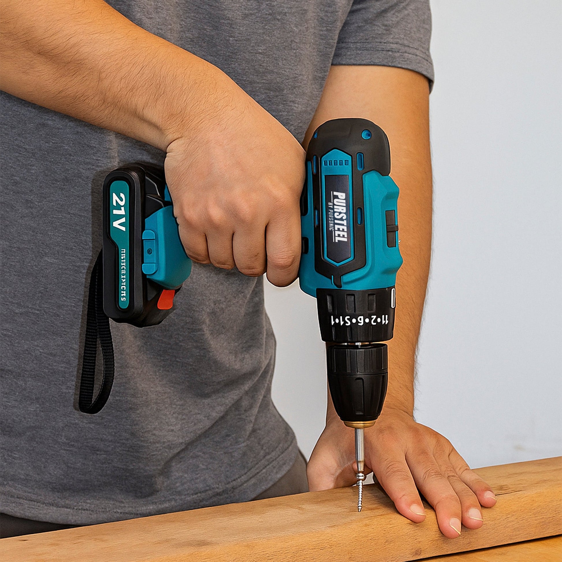 Pursonic 21V Rechargeable Cordless Drill 24 Piece Set – Compact Power for Home & DIY Projects-2