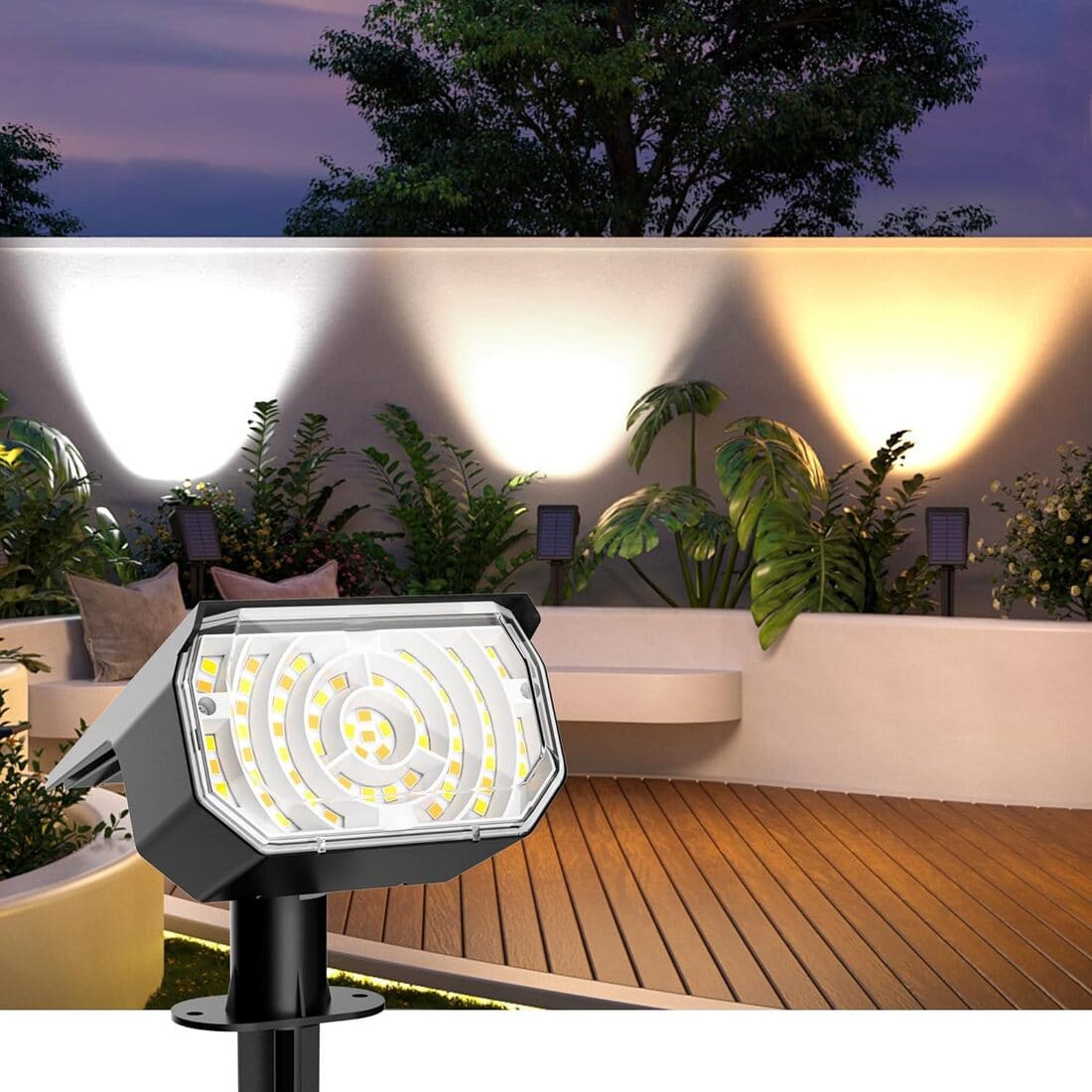 Gigalumi Aurinkokäyttöiset Kohdevalot Ulkokäyttöön IP67, 6 Valotilaa, 60 LED – Puutarha, Piha, Innekäytävä (2 kpl)