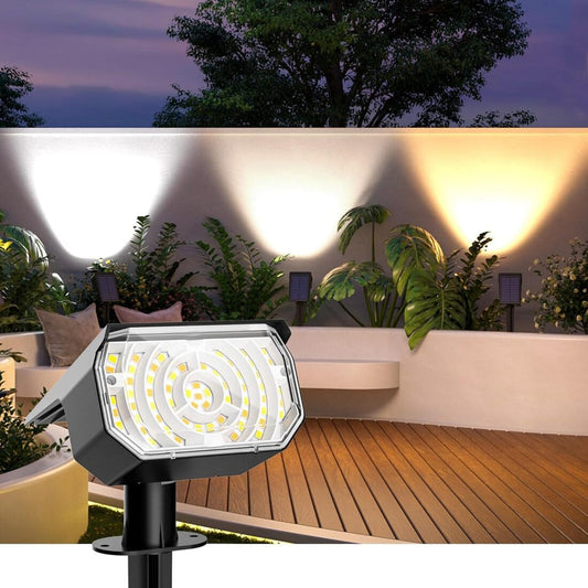 Gigalumi Aurinkokäyttöiset Kohdevalot Ulkokäyttöön IP67, 6 Valotilaa, 60 LED – Puutarha, Piha, Innekäytävä (2 kpl)