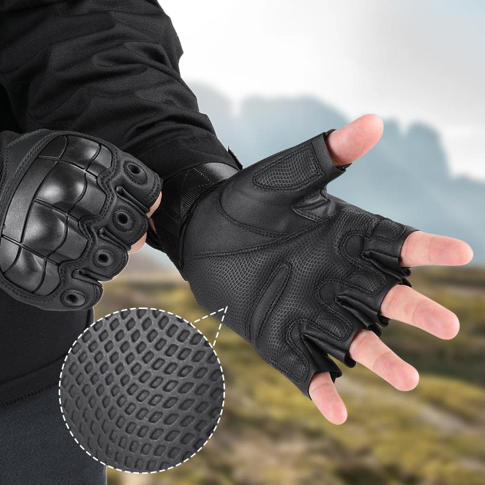 Hunting Work Driving Anti-Skid Tactical Fingerless Gloves-3