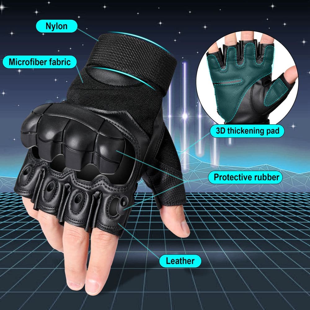Hunting Work Driving Anti-Skid Tactical Fingerless Gloves-4