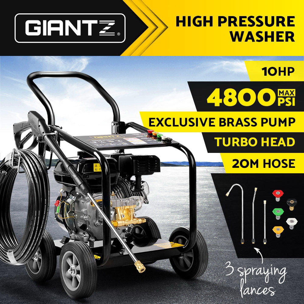 NNEDSZ 4800PSI 20M Petrol High Pressure Cleaner Washer Water Jet Hose Gurney-3