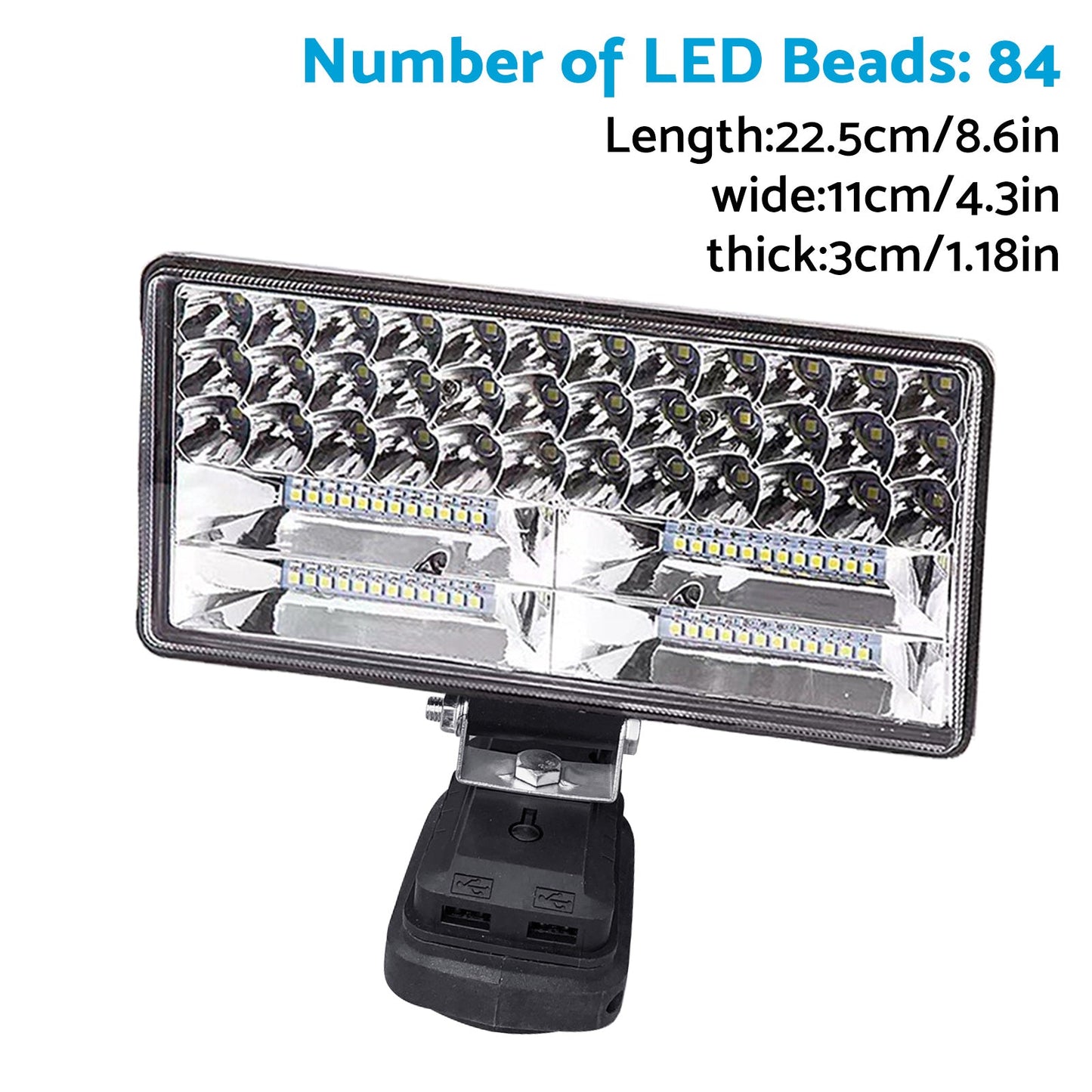 2x 18V 8" LED-työvalo USB-porteilla – Sopii Makita-akkuun, Retkeily & Taskulamppu