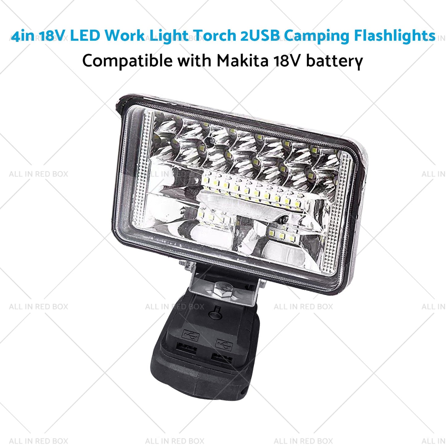 18V 4" LED-työvalo Taskulamppu Retkeilyyn 2USB – Sopii Makita-akkuun
