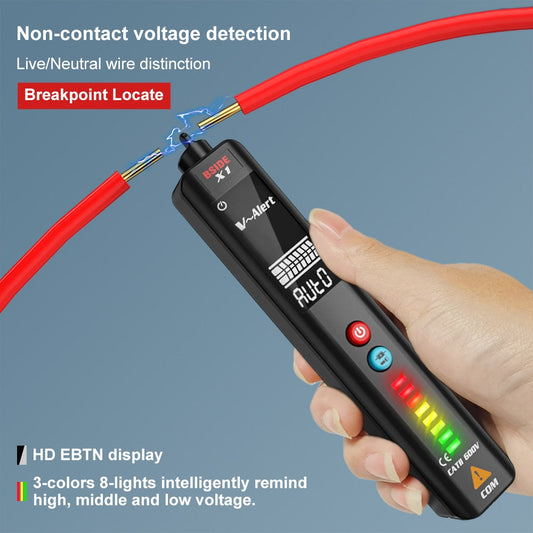 X1/X2 Voltage Detector Tester Smart Multimeter Non-contact Infrared Thermometer EBTN Display Live wire Test pencil Meter-0