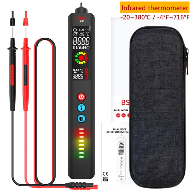X1/X2 Voltage Detector Tester Smart Multimeter Non-contact Infrared Thermometer EBTN Display Live wire Test pencil Meter-6